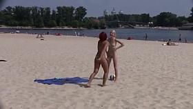 This teen nudist strips bare at a public beach