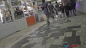 Upskirt footage of skinny ass of girl in g-string