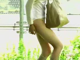 Long-legged lusty gal getting her skirt totally ripped during sharking attack