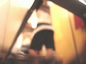 Voyeur hunter spies the mirror reflection of babe in bra