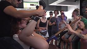 Euro babe fucked in public bar