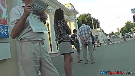 G-string upskirt shot of skinny ass of a hottie