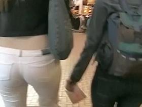 Street voyeur asses of two college chicks