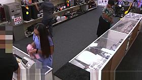 Real pawnee pawns her panties and rides dick