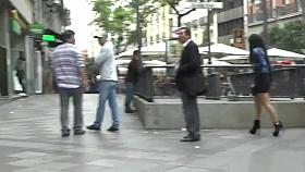 Blonde disgraced in public downtown