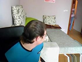 Teen couple fucking in couch