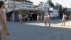 Nude performance art in European public square