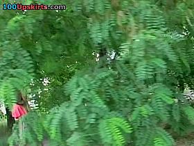 Excellent red costume upskirt