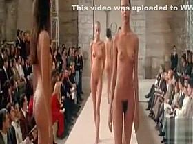 Nude models walking around the track