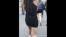 Very sexy asian in tight black skirt, great ass!!!