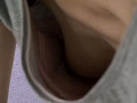 Unhooked bra exposes amateur Asian