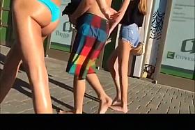 Hot sexy ass girl in blue bikini