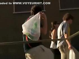 Blonde tourist chick upskirt