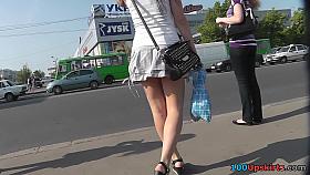 Attractive ass in upskirt thong movie by young chick