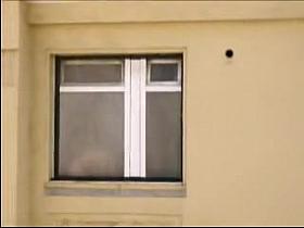 Window voyeur girl staying naked back to my shooting device