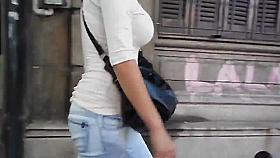 Blonde big bouncing boobs