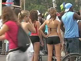 Perfect teen asses in tight shorts on street candid