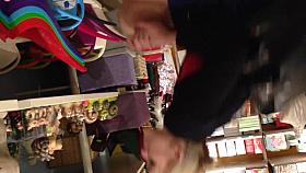 intro of blond upskirt (close up pantyhose) in shop b
