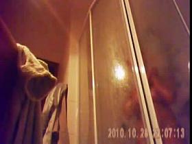 26 yo brunette with big tits caught by spy cam in shower