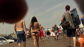 Tight booty hottie in black bikini bottoms