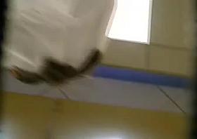 upskirt and frontal young brunette doctor