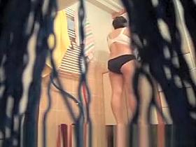 Busty woman before and afgter shower