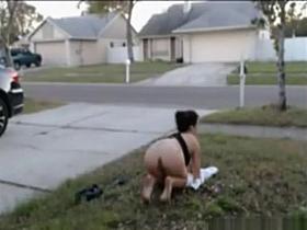 Hot Babe Gets Caught Doing Naked Yoga In Front Of Her House