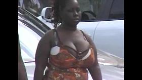 Huge Candid Black BBW Bouncing Cleavage