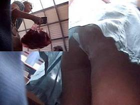 Under blue dress&rsquo;s spy peek