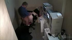 Blonde prostitute gets pounded in the security room