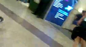 On supermarket escalator