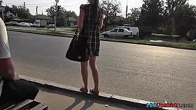 Stretched legs and belt up checked petticoat