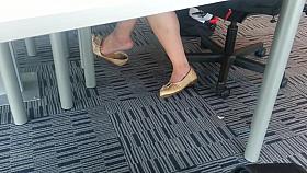 Candid Asian Shoeplay Dangling Feet at Library