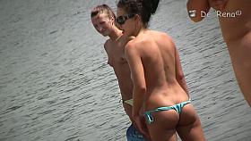 Nude beach video of hot bimbos playing in water