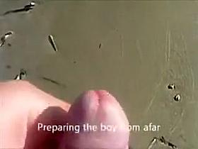 Public Beach Pervert Jerks Off on Nudist Girl Ass