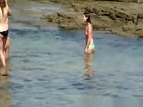 Topless girls with big and small boobs