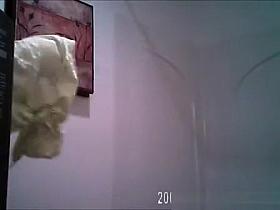 Chubby woman caught in bathroom