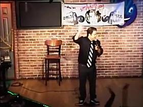 Amateur shows her shaved pussy to a comedian