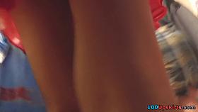 Slim princess presents upskirt tease for perverted fans