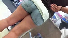 Jean shorts buying beer