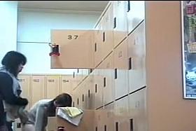 Beautiful Asian females baring off bodies in changing room