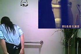 Cute girl in cafe bathroom