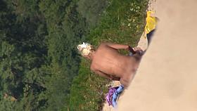 Godly candid camera of a tanned and completely nude blond milf