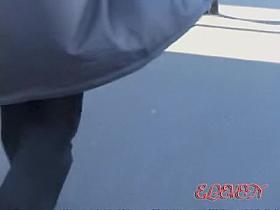 Energetic Asian hoe gets very surprised when stranger lifts her skirt