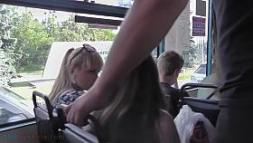 Golden-Haired honey flashed upskirt arse