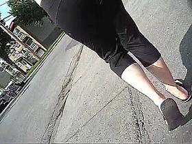 Voyeur Yoga panties walking on street