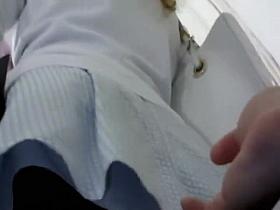 Upskirt of an ass in pantyhose