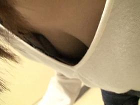 Hot Asian downblouse nipple slip