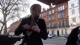 Sexy blonde flasher Ambers outdoor exhibitionism and naughty