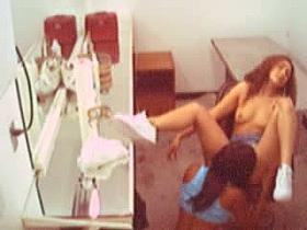 Lesbian cheerleader licking